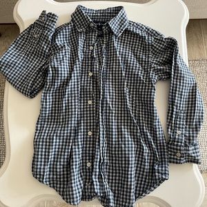Ralph Lauren Boys Navy and White Plaid Button-Down Shirt